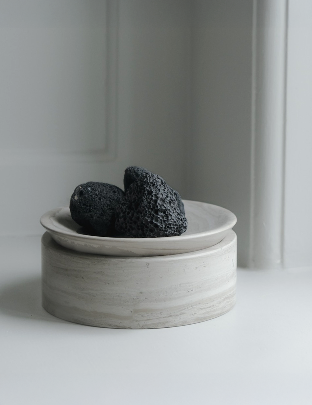 BRANDT Collective EDO canister low in Smoke Grey marble