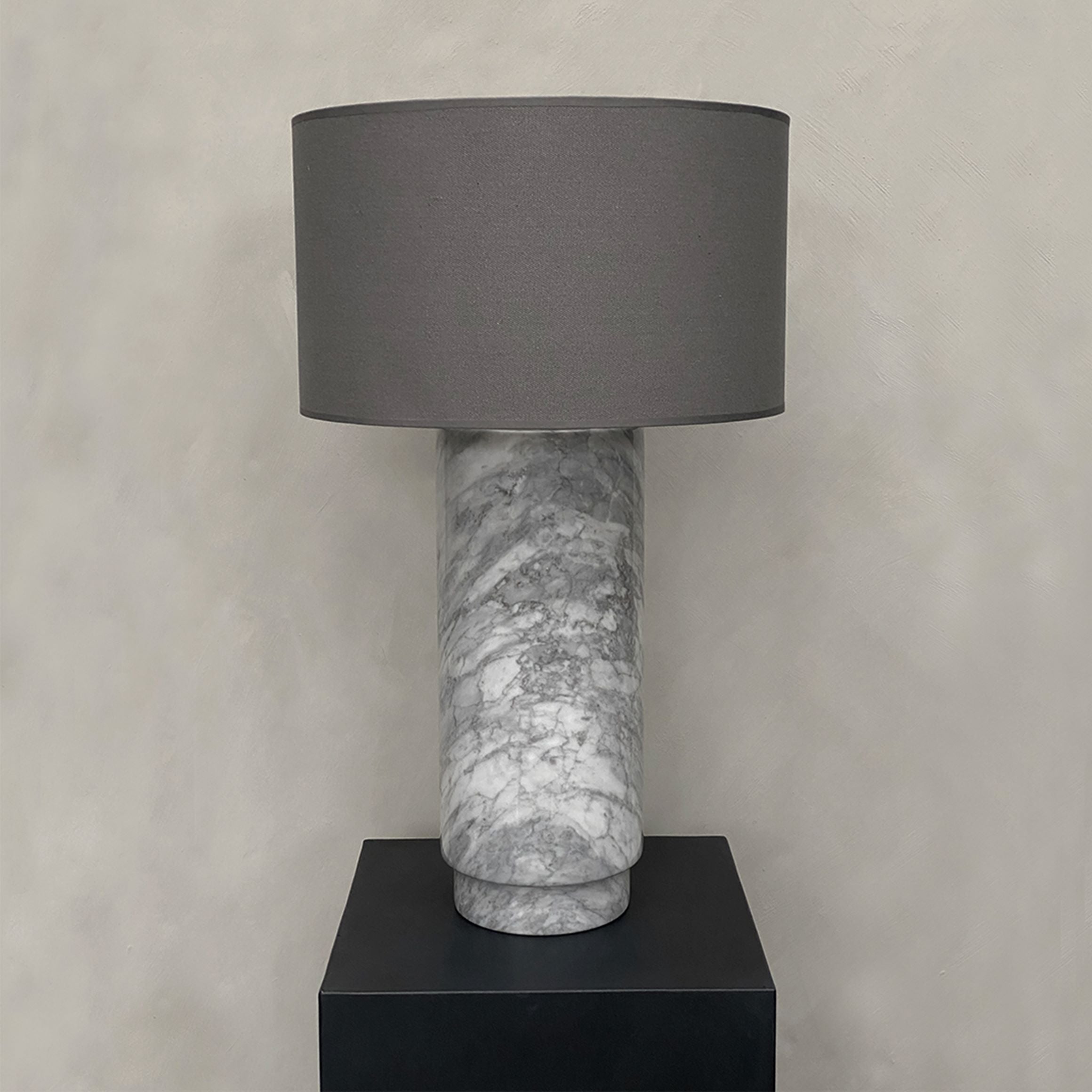 BRANDT Collective AVA table lamp in white marble and grey shade