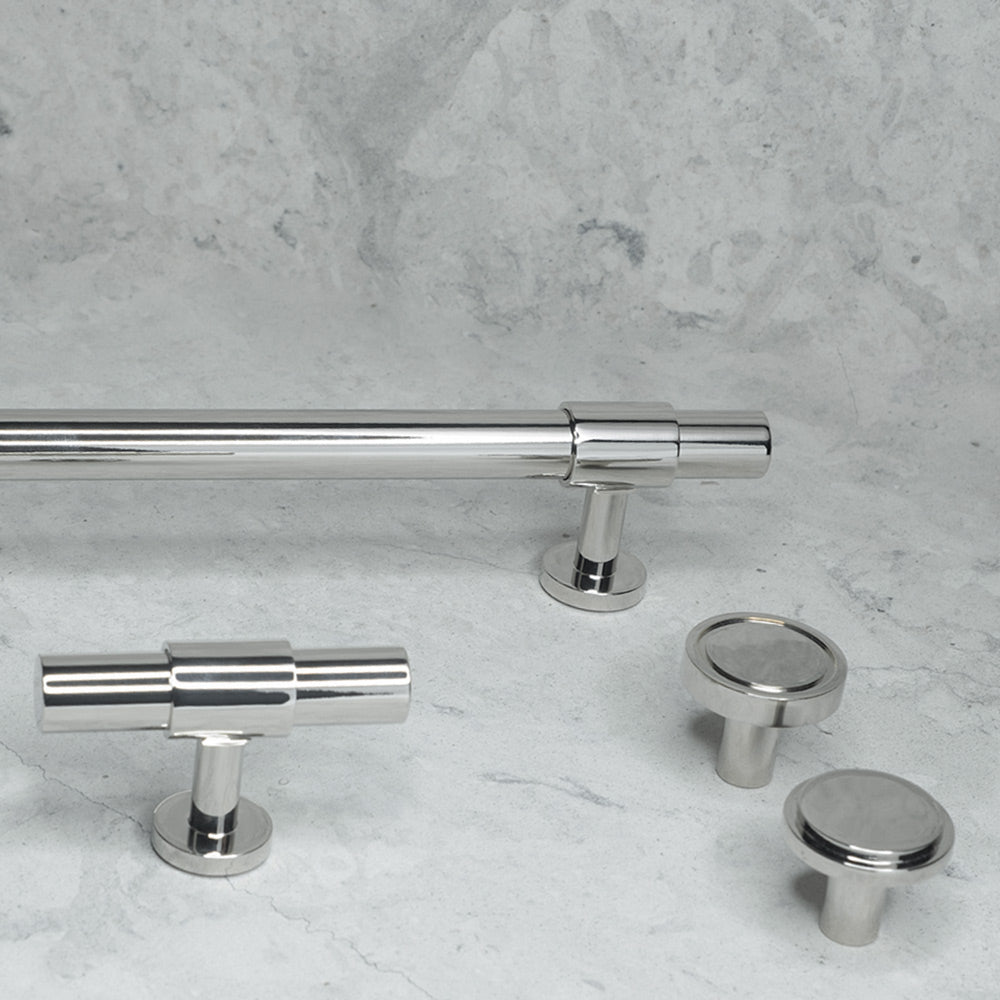  polished nickel - luxury hardware collection with knobs, T-bars, pull bars by BRANDT Collective