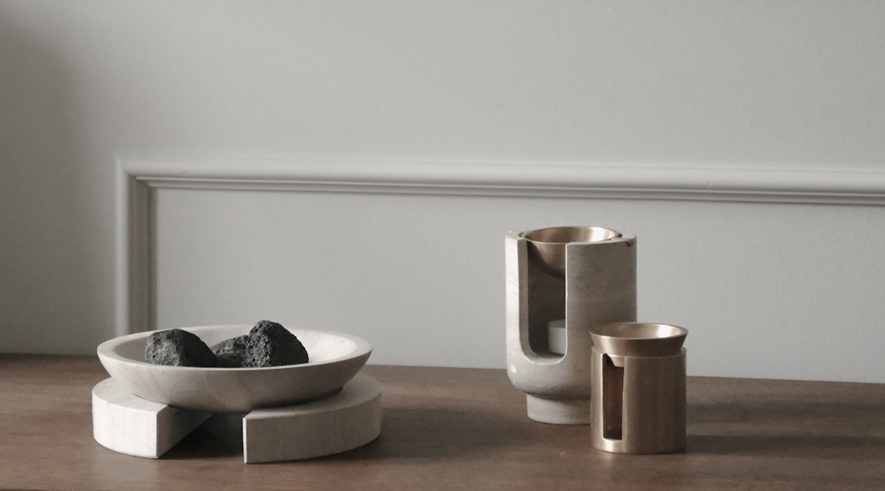 BRANDT Collective home fragrance and oil burners in marble and metal and lava rocks