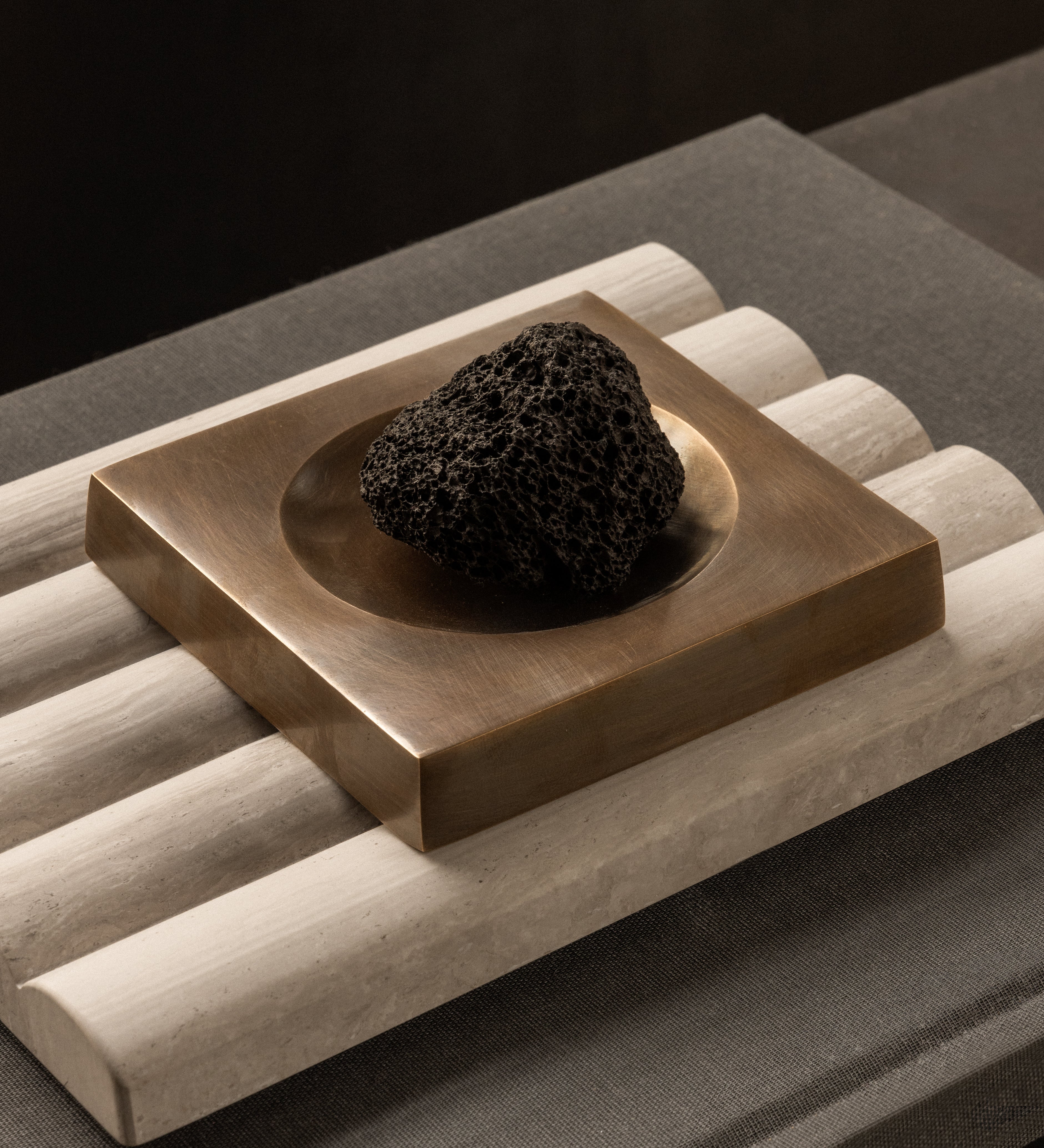 BRANDT Collective home fragrance and oil burners in marble and metal and lava rocks