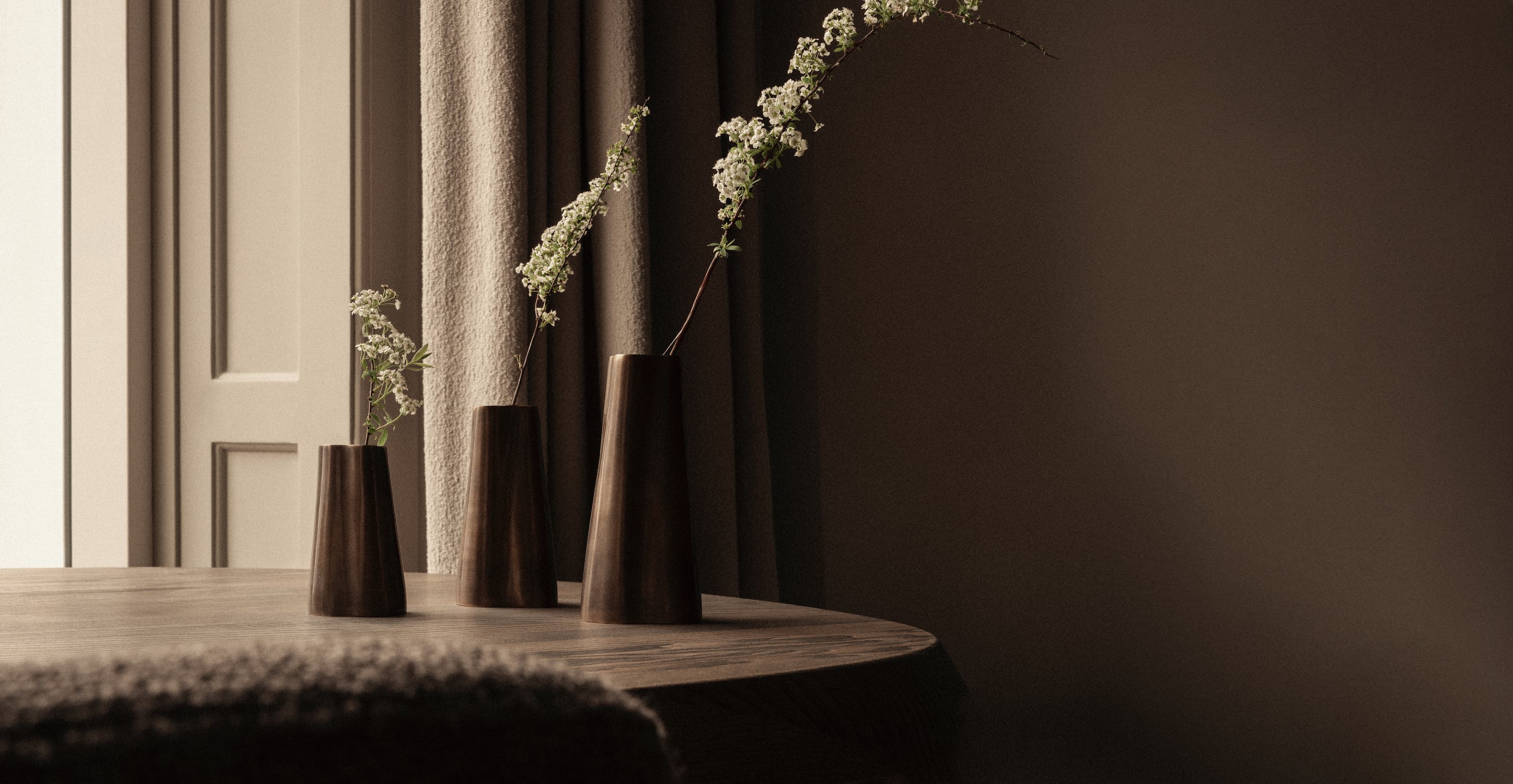 BRANDT Collective - vases and candleholders in marble, burnished brass and satin brass.