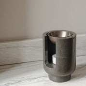 AURA oil burner in Royal grey marble and burnished brass bowl by BRANDT Collective