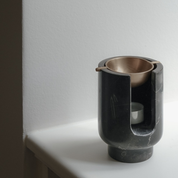 BRANDT Collective AURA Oil Burner in black marble  Shadow Black and burnished brass bowl