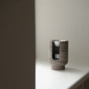 BRANDT Collective AURA Oil Burner in grey marble  smoke grey and aluminium bowl