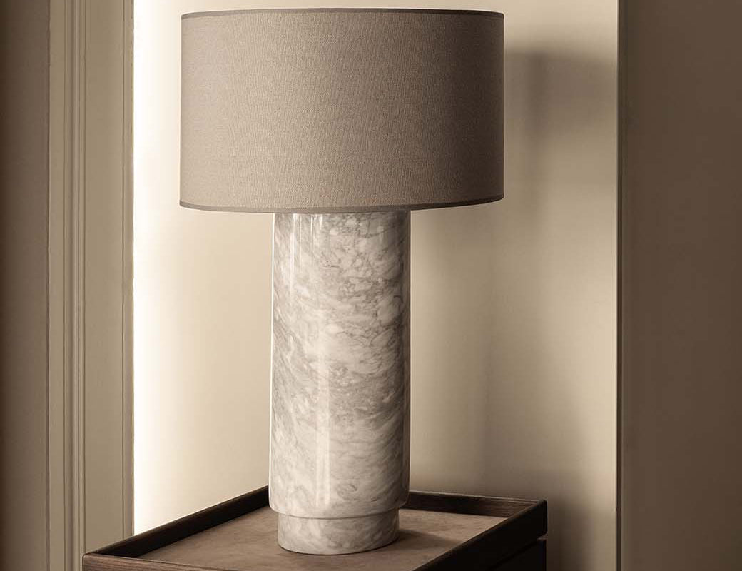 AVA marble table lamp - ARABESCATO WHITE