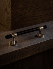 Cabinet handle SIGNATURE 30 - pull bar handle 188 mm - Polished Nickel / Black Horn by BRANDT Copenhagen