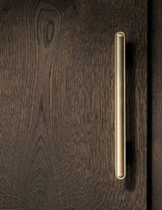 BUTTON pull bar 250 mm satin brass by BRANDT Copenhagen. A hardware collection in collab with Norm architects consisting of knobs, T-bars and pull bars for kitchens and cabinets.