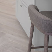 CAINE barstool by BRANDT Collective in Brown Oak and Loom Greige. Designer Julie Brandt