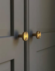 CHISEL Knob in Brushed Brass. Elegant cabinet hardware designed by BRANDT Collective.