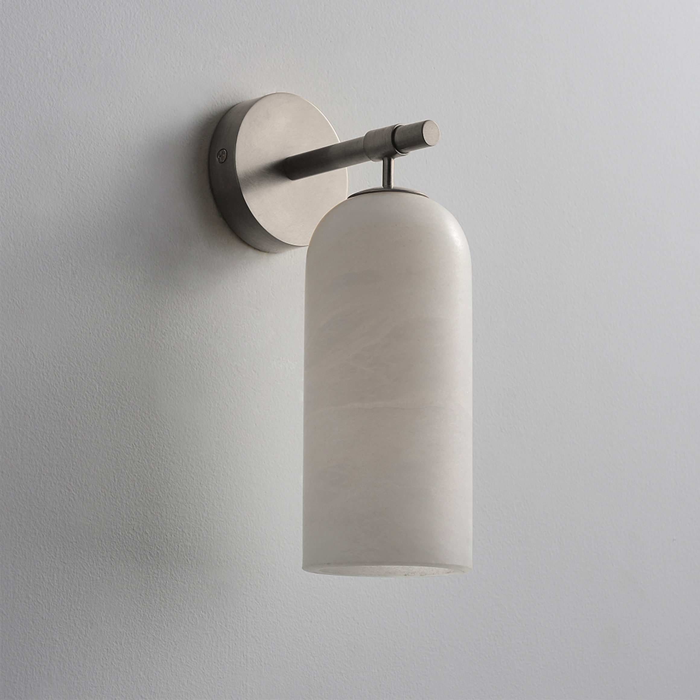 BRANDT Collective FRAGMENT wall lamp in white alabaster and satin nickel