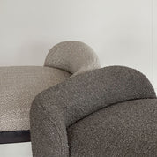 CAINE barstool by BRANDT Collective in dark brown and Boucle Greige. Designer Julie Brandt