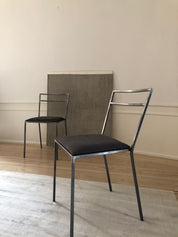 AMASS Metal frame chair with leather upholstered seat