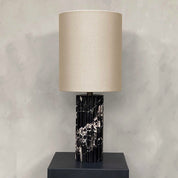 BRANDT Collective COLONNADE table lamp in black marble with beige shade