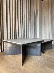 NEST coffee tables - Leather - Nuance Light Grey - Set of 2 pieces (archive PICK-UP)