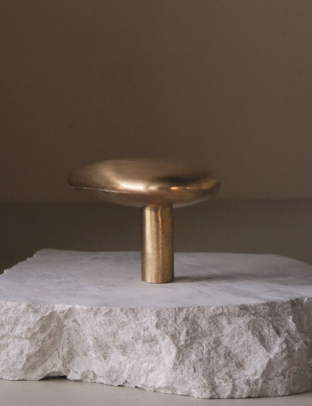 NOBLE knob in satin brass made of solid brass designed by Julie Brandt for BRANDT Collective