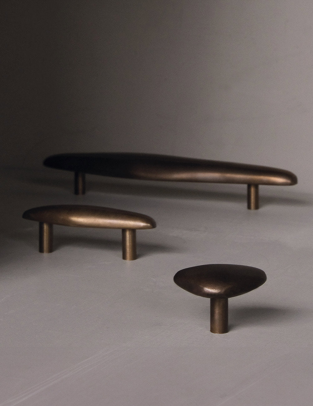 NOBLE knob in burnished brass made of solid brass designed by Julie Brandt for BRANDT Collective