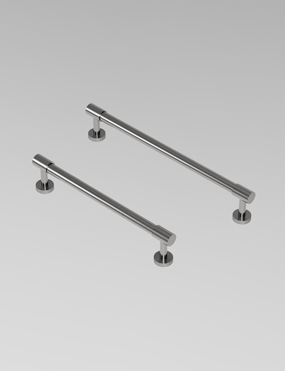 SIGNATURE slim END pull bar 154 mm in Satin Nickel/Satin Nickel. Modern cabinet hardware made of solid brass by BRANDT Collective.