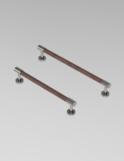 SIGNATURE slim END pull bar 154 mm in Satin Nickel/Wenge. Modern cabinet hardware made of solid brass by BRANDT Collective.