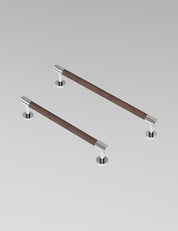 SIGNATURE slim END pull bar 154 mm in Polished Nickel/Wenge. Modern cabinet hardware made of solid brass by BRANDT Collective.