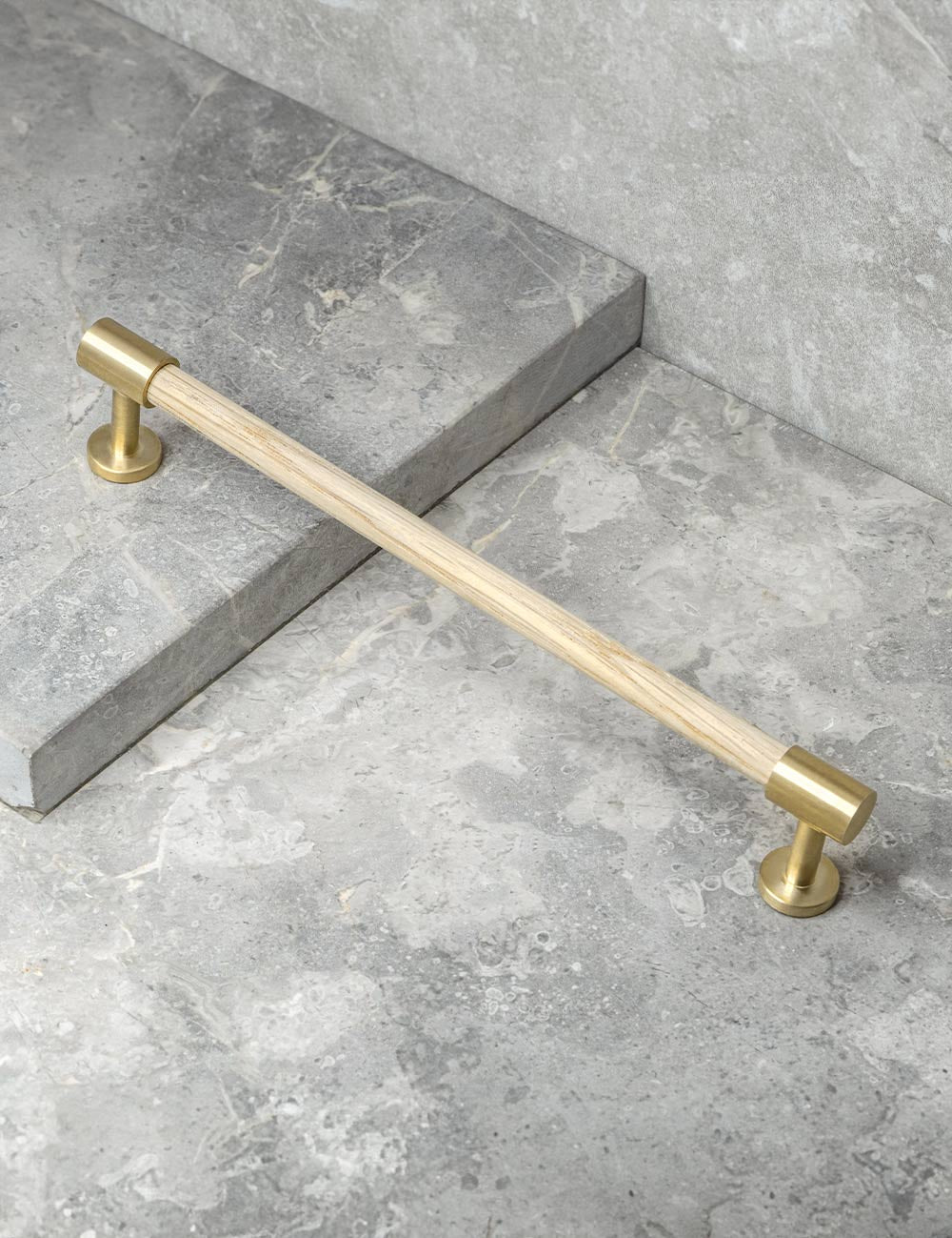 Oak. Modern cabinet hardware made of solid brass by BRANDT Collective.