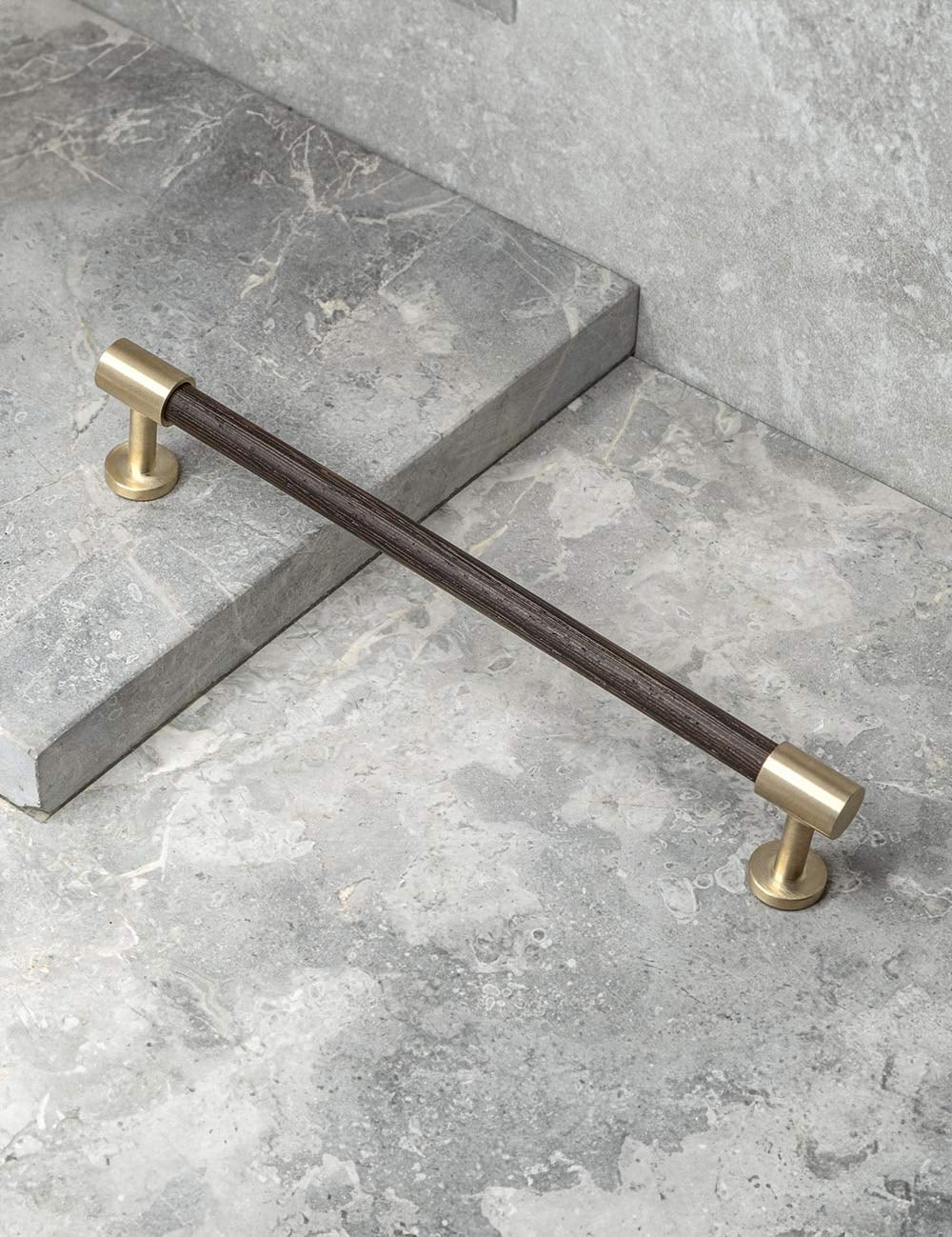 Wenge. Modern cabinet hardware made of solid brass by BRANDT Collective.