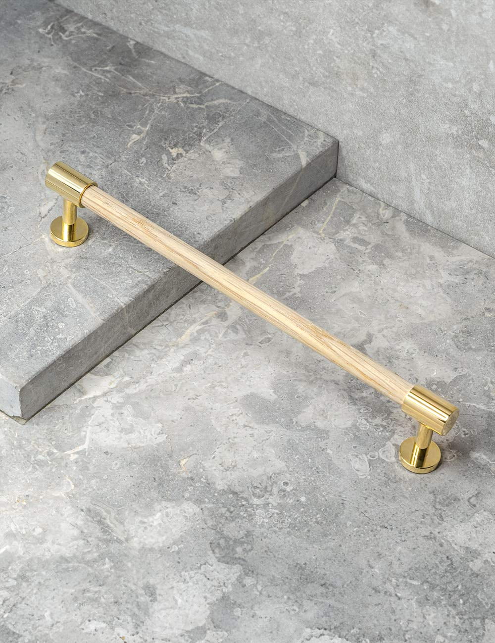 Oak. Modern cabinet hardware made of solid brass by BRANDT Collective.