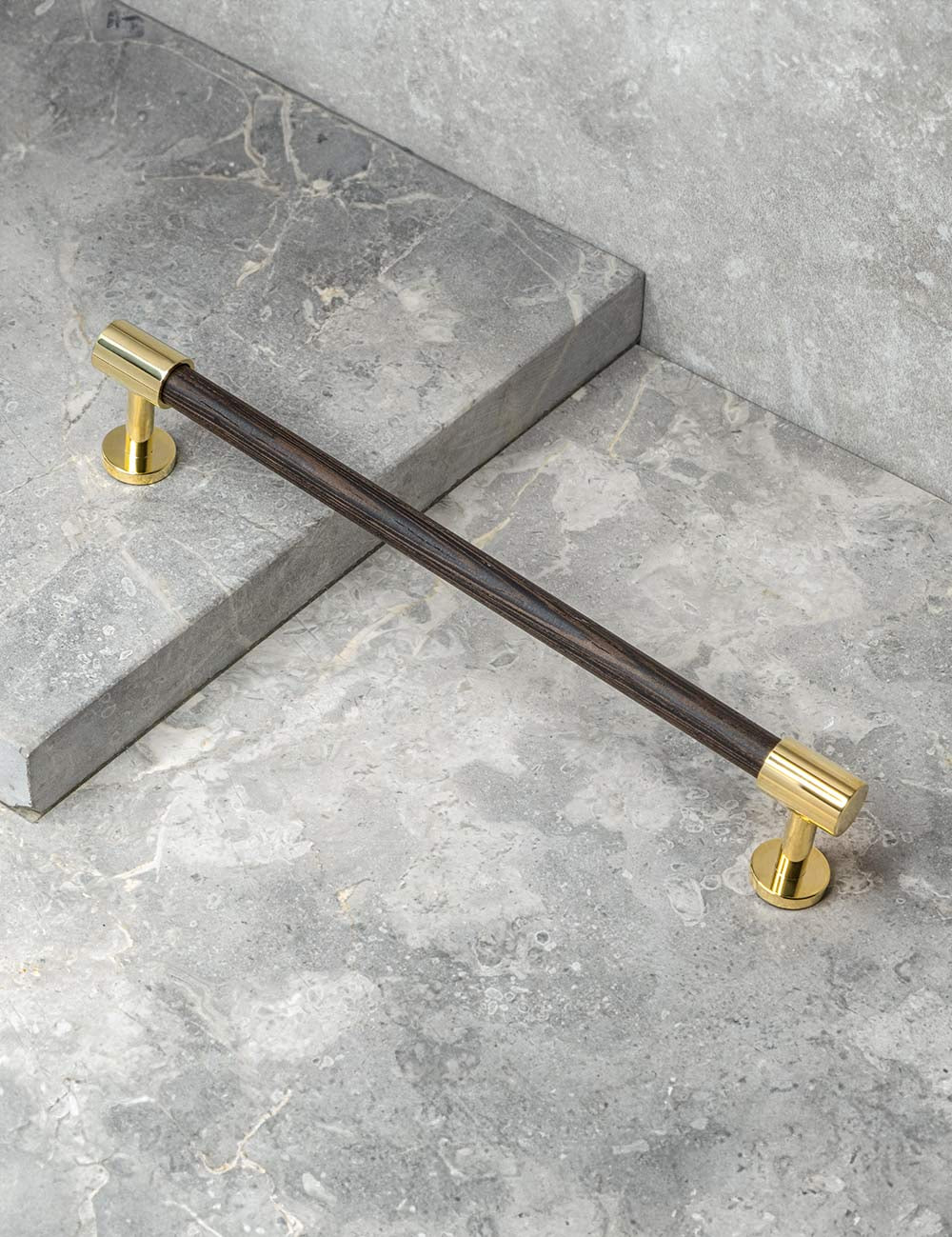 Wenge. Modern cabinet hardware made of solid brass by BRANDT Collective.