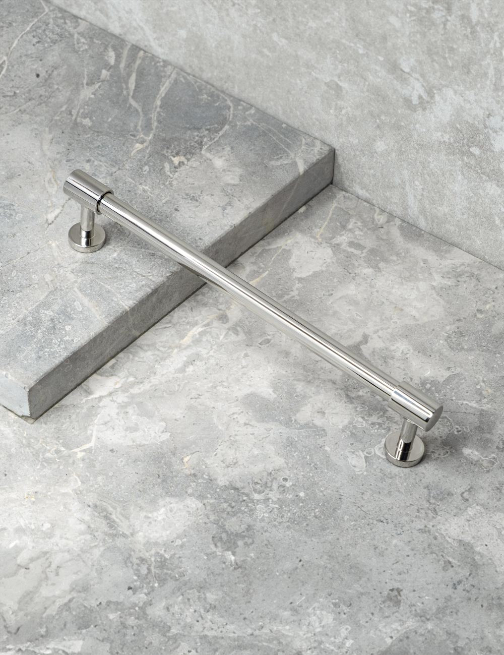 Polished Nickel. Modern cabinet hardware made of solid brass by BRANDT Collective.