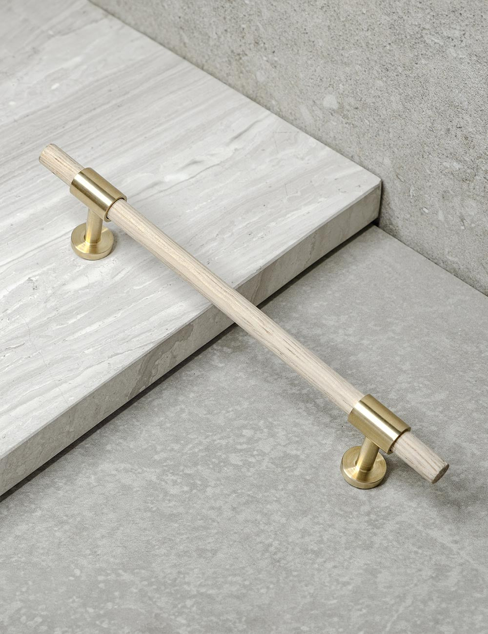 Oak. Modern cabinet hardware made of solid brass by BRANDT Collective.