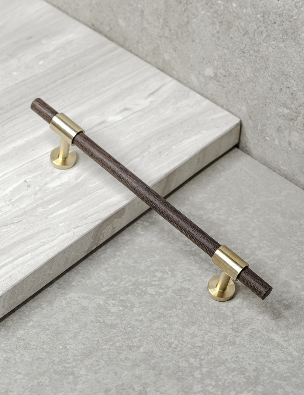 Wenge. Modern cabinet hardware made of solid brass by BRANDT Collective.