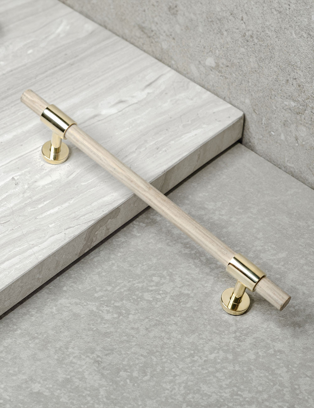 Oak. Modern cabinet hardware made of solid brass by BRANDT Collective.