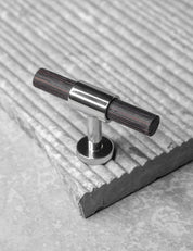 SIGNATURE slim T-bar 54 mm in Polished Nickel/Wenge. Modern kitchen hardware made of solid brass by BRANDT Collective.