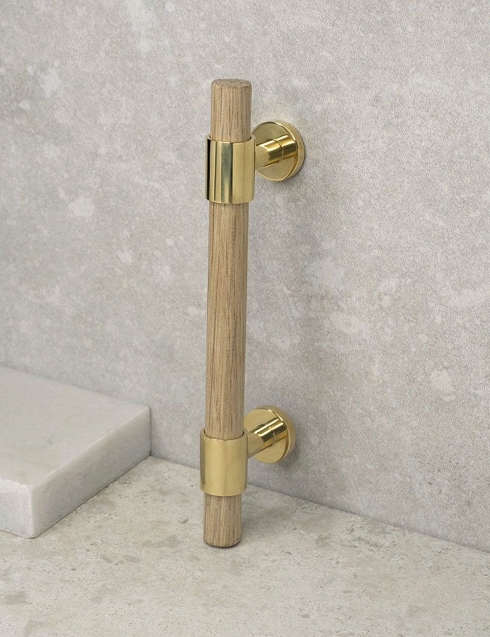 Oak. Luxury cabinet hardware made of solid brass by BRANDT Collective. 