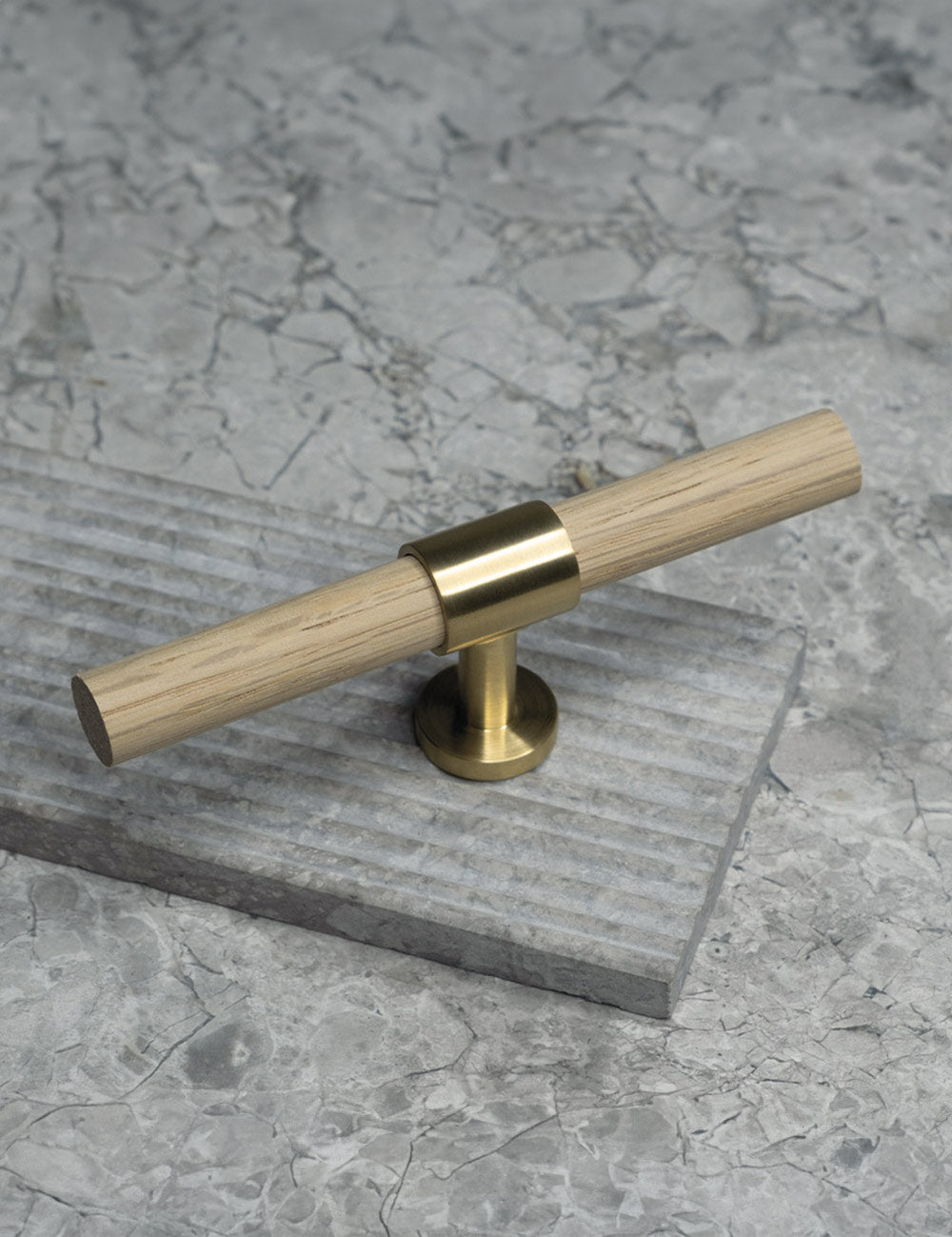 Oak. Luxury cabinet hardware made of solid brass by BRANDT Collective. 