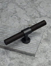 SIGNATURE 20 T-bar handle 113 mm in Nearly Black/Wenge. Luxury cabinet hardware made of solid brass by BRANDT Collective. 