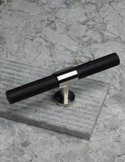 SIGNATURE 20 T-bar handle 113 mm in Satin Nickel/Wenge. Luxury cabinet hardware made of solid brass by BRANDT Collective. 