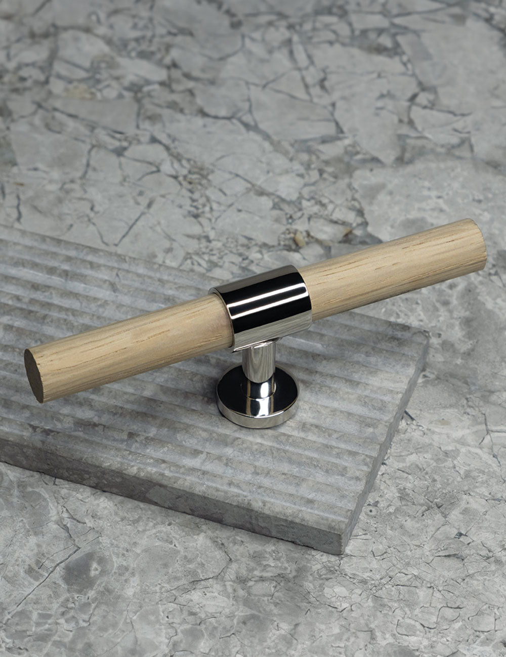 Oak. Luxury cabinet hardware made of solid brass by BRANDT Collective. 