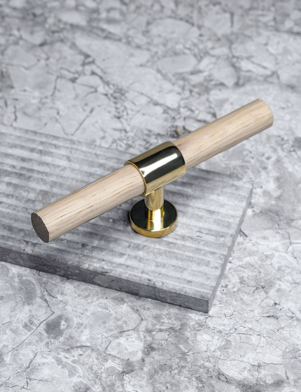 Oak. Luxury cabinet hardware made of solid brass by BRANDT Collective. 