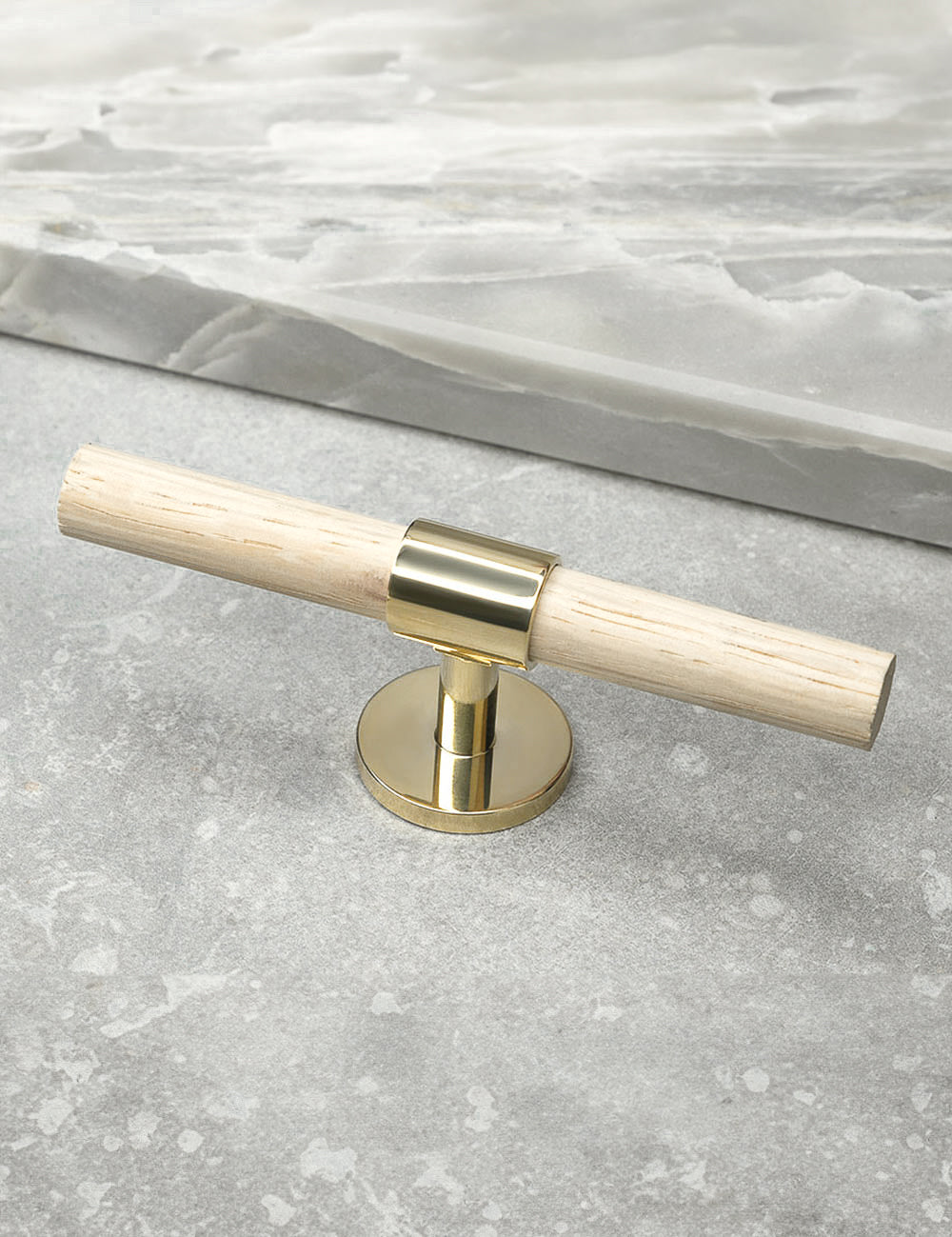 Oak. Luxury cabinet hardware made of solid brass by BRANDT Collective. 