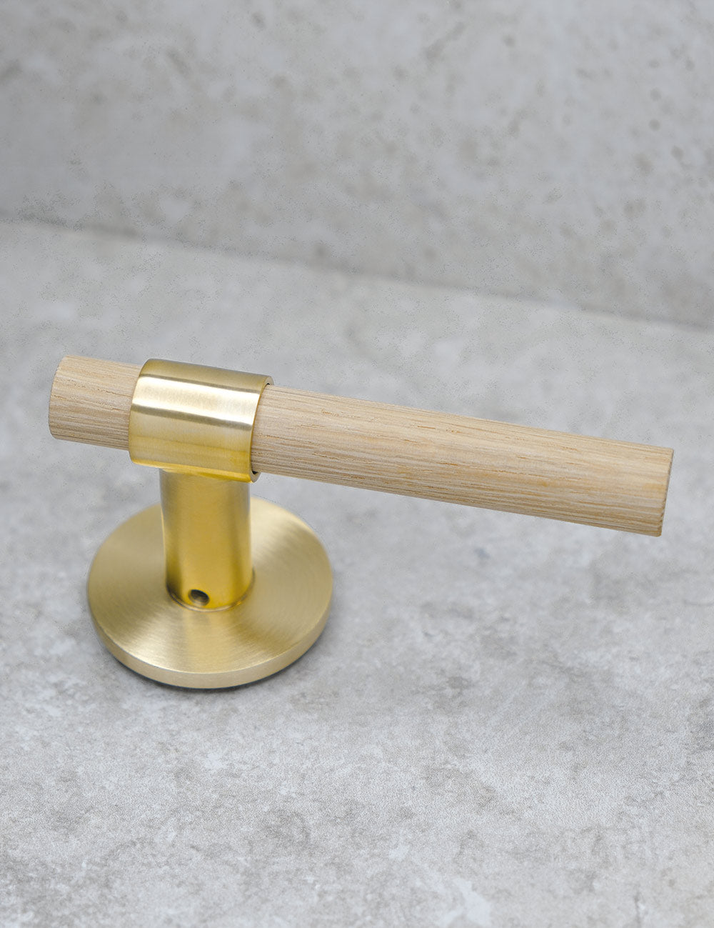 Oak. Modern door hardware made of solid brass by BRANDT Collective.