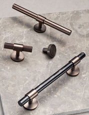 SIGNATURE 30 T-bar 60 mm in Burnished Brass/Wenge. Luxury kitchen hardware made of solid brass by BRANDT Collective.
