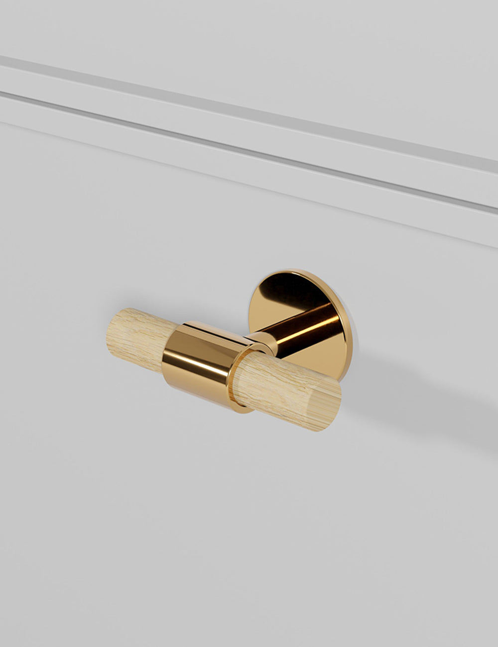 Oak. Luxury kitchen hardware made of solid brass by BRANDT Collective.