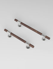 SIGNATURE slim pull bar handle 150 mm in Polished Nickel/Wenge. Luxury cabinet hardware made of solid brass by BRANDT Collective. 