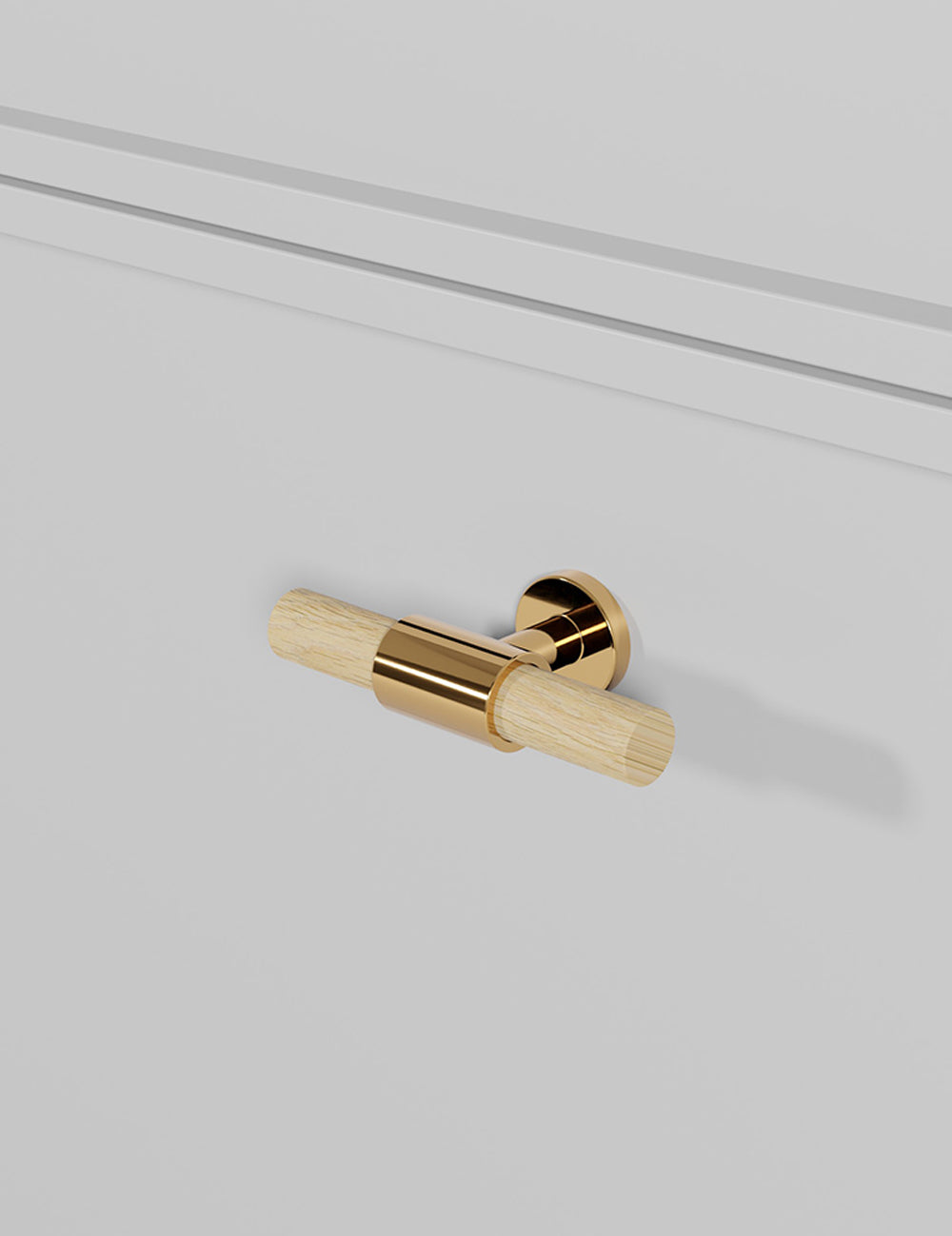 Oak. Modern kitchen hardware made of solid brass by BRANDT Collective.