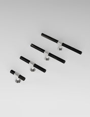 SIGNATURE 20 T-bar handle 113 mm in Polished Nickel/Black Horn. Luxury cabinet hardware made of solid brass by BRANDT Collective. 