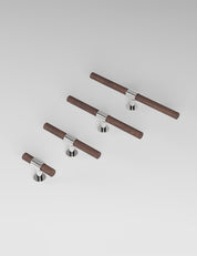 SIGNATURE 20 T-bar handle 113 mm in Polished Nickel/Wenge. Luxury cabinet hardware made of solid brass by BRANDT Collective. 