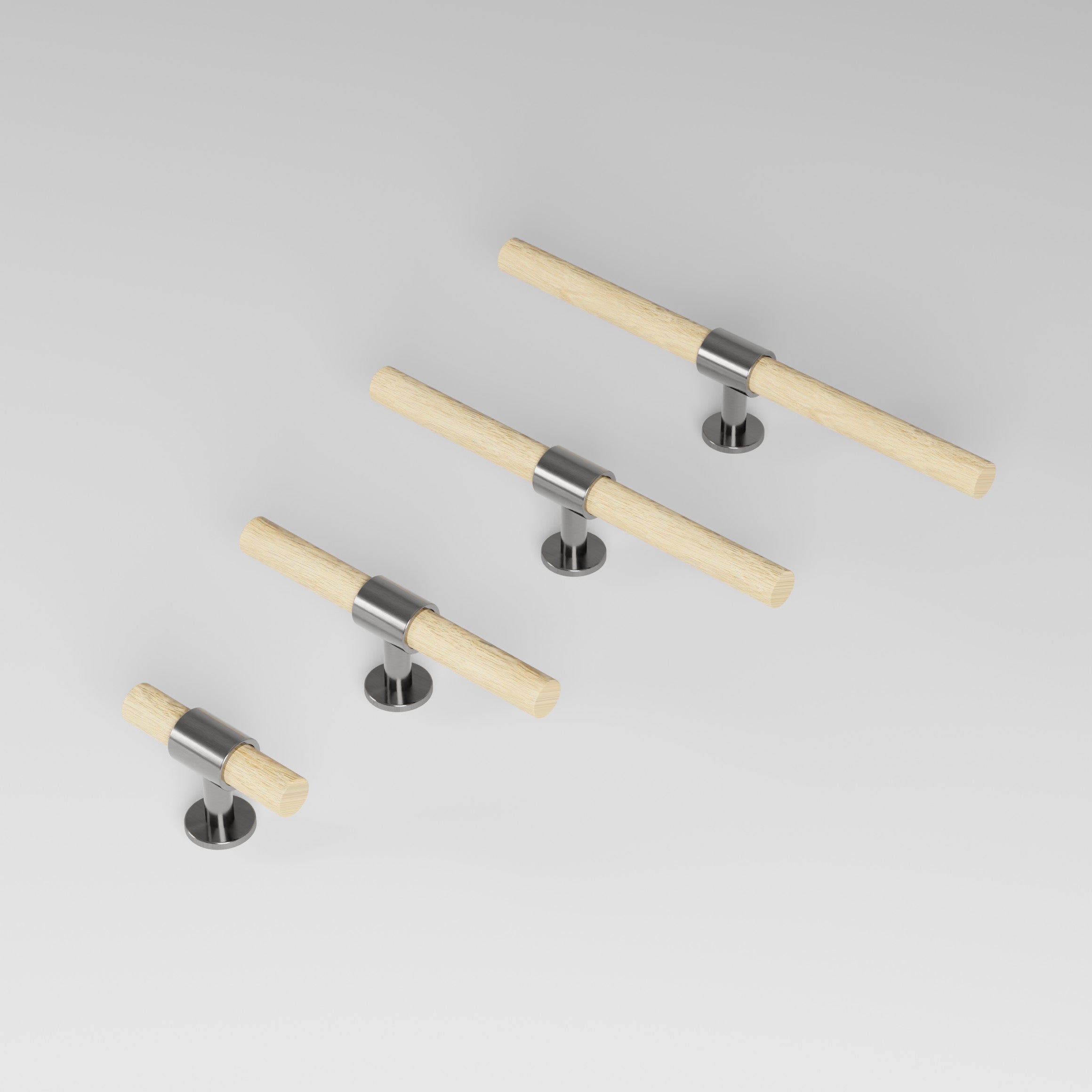 SIGNATURE 20 T-bar 113 mm in brushed nickel and oak by BRANDT Collective luxury cabinet hardware