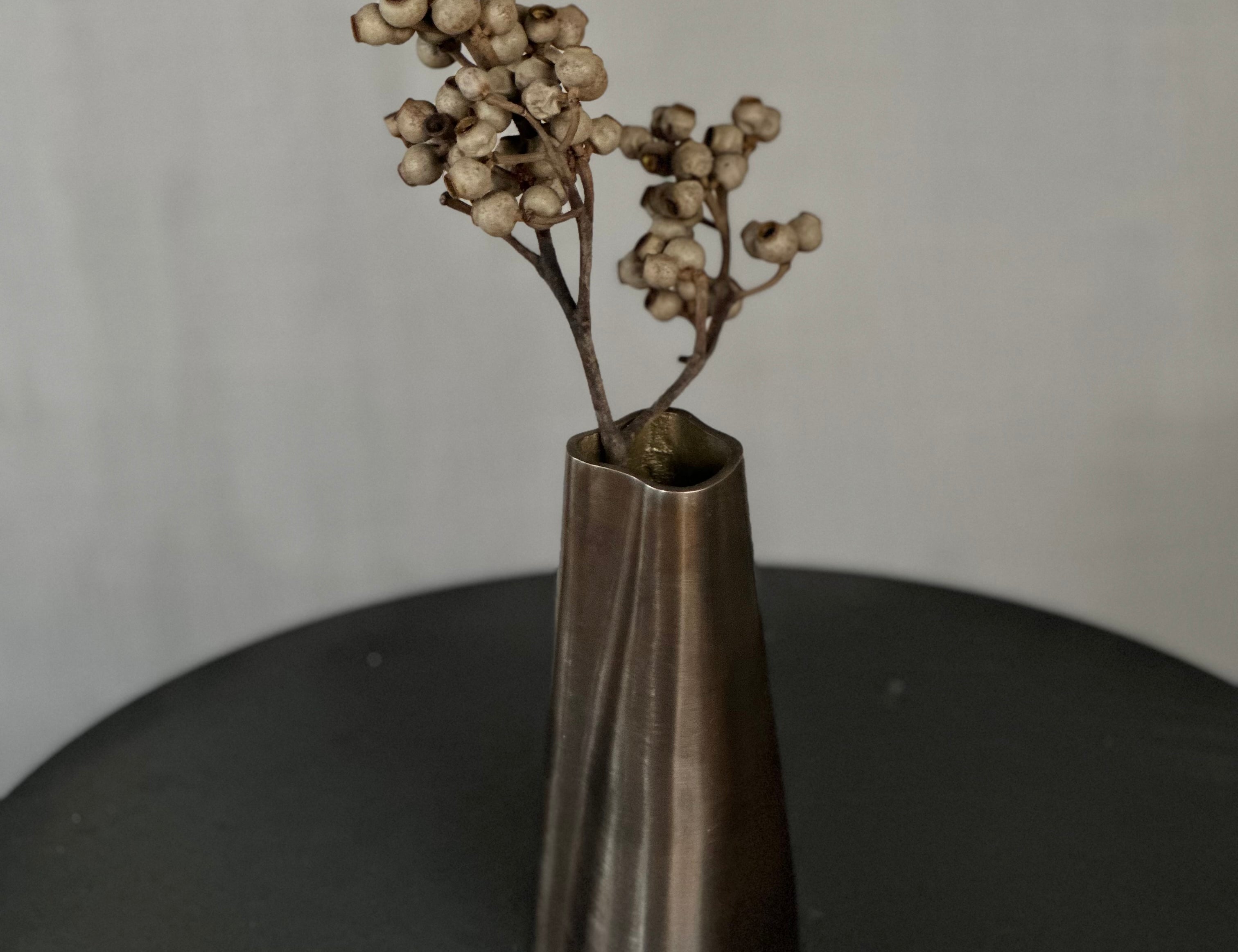 TRUNK vase in burnished brass. Designed by Julie Brandt for BRANDT Collective