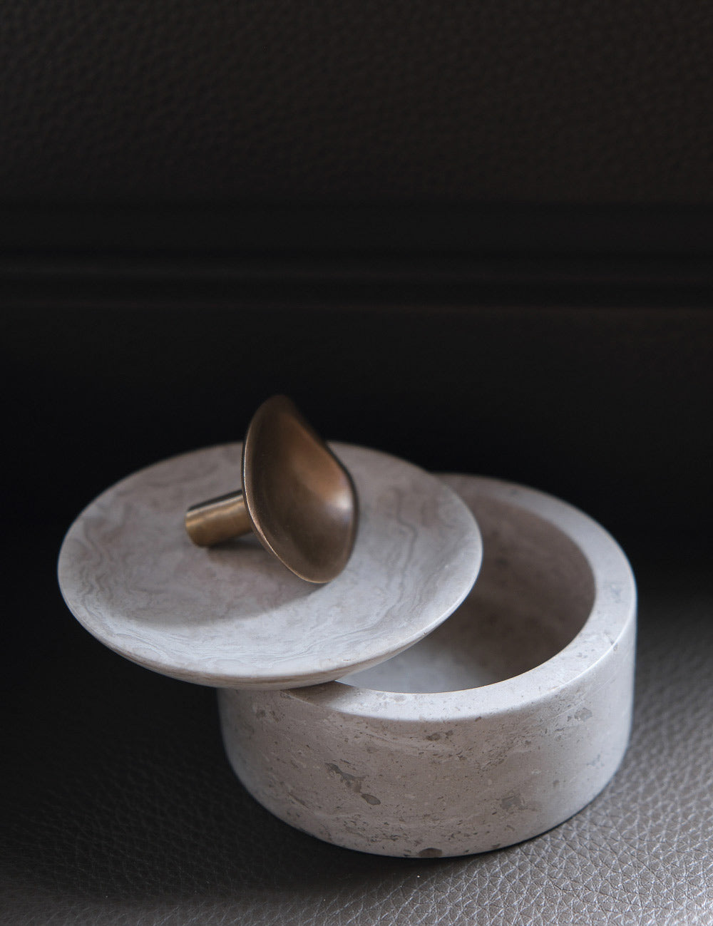 VALE knob in satin brass made of solid brass and designed by Julie Brandt for BRANDT Collective